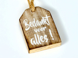 Hanger label mini 6x4cm bedankt voor alles!