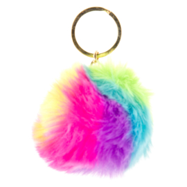 Fluffy Sleutelhanger Regenboog Bal