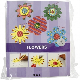 (GrV) Kartonnen Bloemen, d: 20 cm, 400 gr, wit, 100stuks