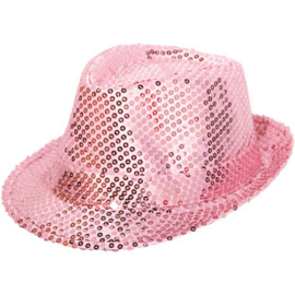 Hoed Roze trilby met glitters