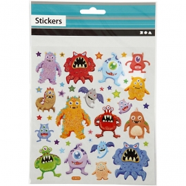 Fancy stickers, vel 15x16,5 cm, Monsters, 1vel