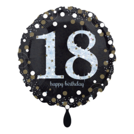 18  jaar Sparkling black Happy Birthday