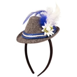 Tiara / diadeem  mini Trilby hoed blauw Oktoberfest