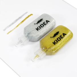 Kidea glitterlijm 40 ml 2 stuks goud/zilver