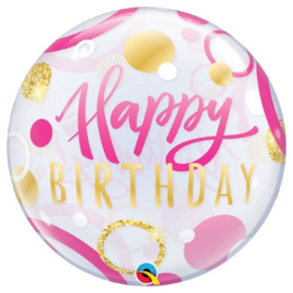 BUBBLE BALLON Birthday Pink & Gold Dots