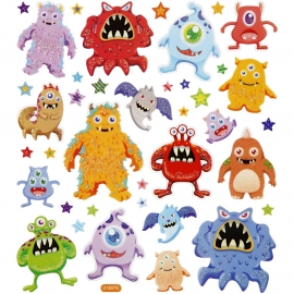 Fancy stickers, vel 15x16,5 cm, Monsters, 1vel