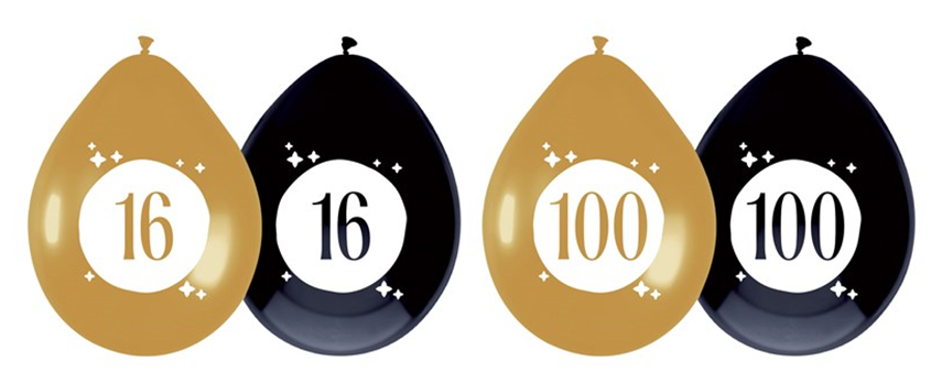 Ballonnen cijfers Festive gold (16 t/m 100)