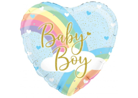 Folieballon Baby Boy - Rainbow Heart