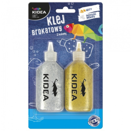 Kidea glitterlijm 40 ml 2 stuks goud/zilver