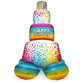 Staande Folieballon 'Happy Birthday!' Cake Time - 72 cm (AIR)