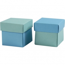 Vouwdoos, afm 5,5x5,5 cm, 250 gr, lichtturquoise/donkerturquoise
