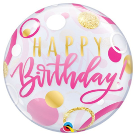 BUBBLE BALLON Birthday Pink & Gold Dots