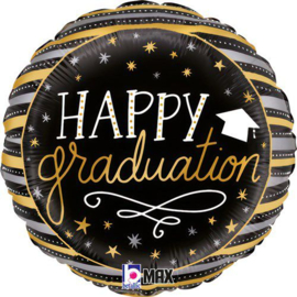 Folieballon ”Happy Graduation” metallic (Ø45cm)