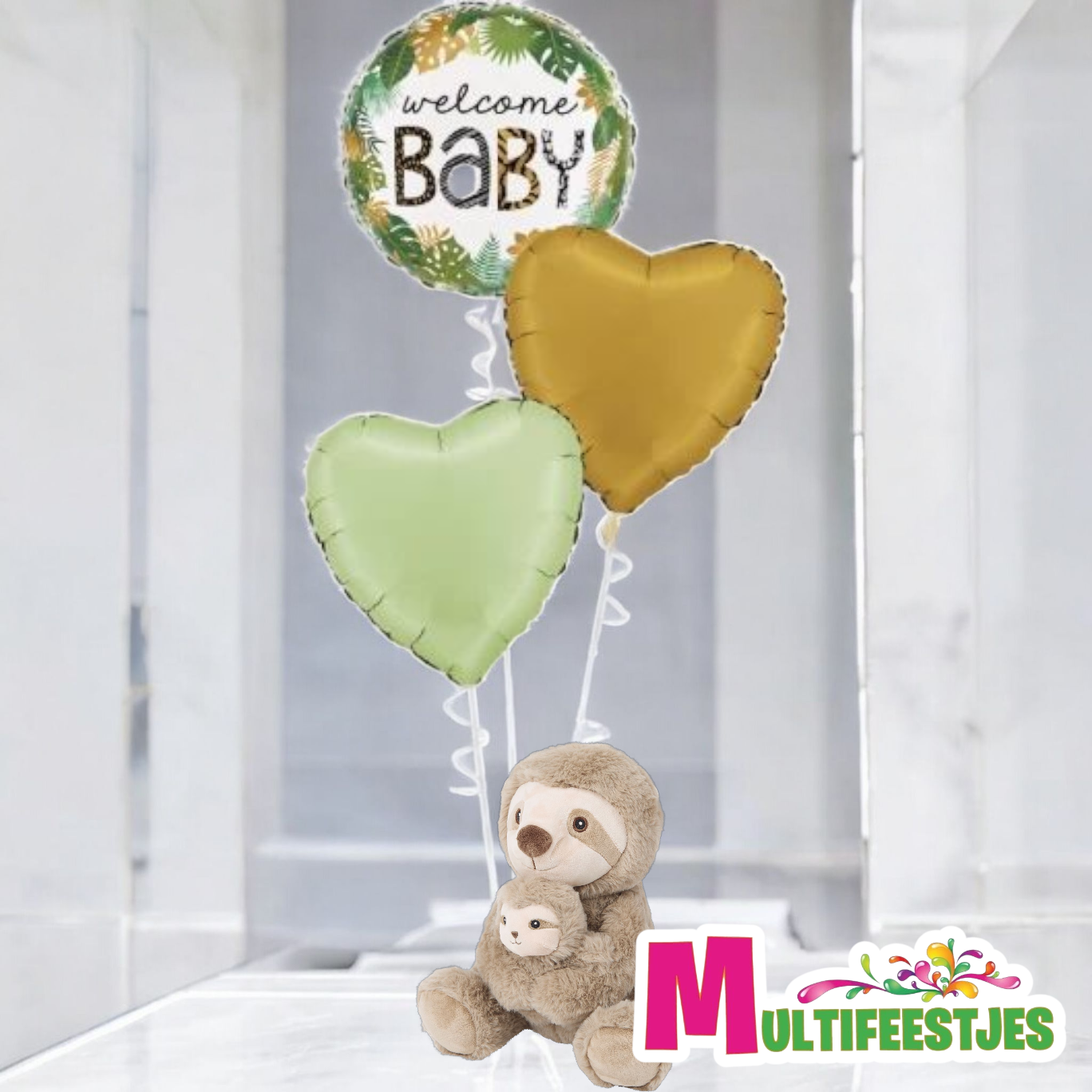 Kleine knuffel met folieballon v.a.