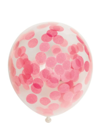 CONFETTI BALLONNEN 12″ ROZE (6 STUKS)