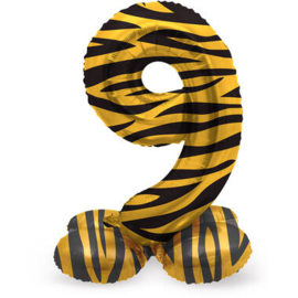 Staande Folieballon Cijfer 9 Tiger Chic - 41 cm (AIR)