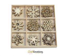 Houten ornamenten - Kristallen 45 pcs - box 10,5 x 10,5 cm