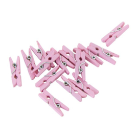 Knijpers mini hout (pink/roze) 24 stuks