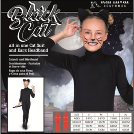 Girl - Kids Black Cat Suit Size M