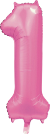 CIJFERBALLON 34″ NR. 1 SATIJN PINK