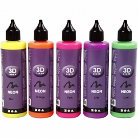 3D liner, neon kleuren, 5x100ml