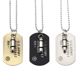 Leger ketting bullet - dog tag goudkleurig