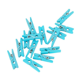 Knijpers mini hout (blue/blauw) 24 stuks