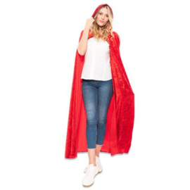 Cape met capuchon deluxe rood velours