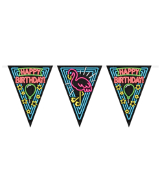 Vlaggenlijn Neon Happy Birthday