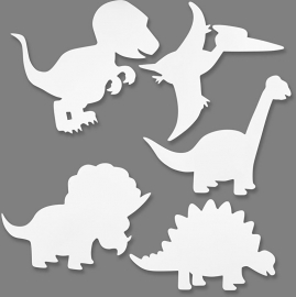 Kartonnen Dinosaurussen, h: 15-22 cm, 16 assorti, 230 gr (Teach Me)