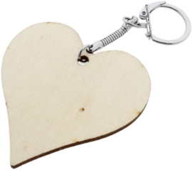 Houten Sleutelhanger Hart 6 cm