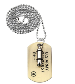 Leger ketting bullet - dog tag goudkleurig