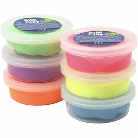 Silk Clay -kleuren assorti, neon, 6x14 gr