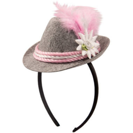 Tiara / diadeem  mini Trilby hoed roze Oktoberfest