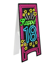 Warning Sign Neon - Happy 18