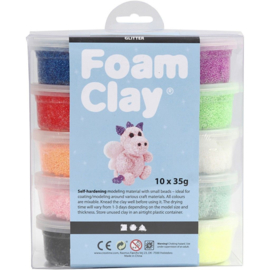 Foam Clay®, kleuren assorti, glitter, 10x35gr