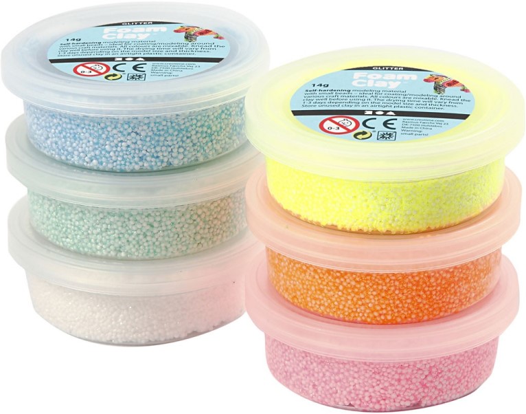 Foam Clay kleuren assorti, metallic natuur, 6x14 gr