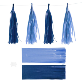 Tassels 12x35 cm Blauw +donkerblauw