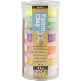 Foam Clay®, kleuren assorti, Pasen, 6x14 gr