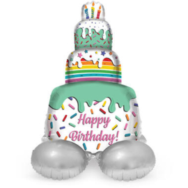 Staande Folieballon 'Happy Birthday!' Cake Time - 72  (AIR)