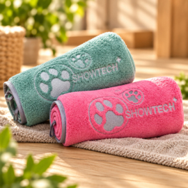 - SHOW TECH+ - Coral Fleece Handdoek - Roze & Groen -