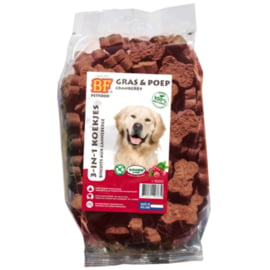 Eet uw hond gras/ poep?  BF Petfood 3-in-1 koekjes Cranberry 500gr