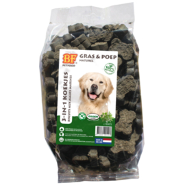 Eet uw hond gras/ poep?  BF Petfood 3-in-1 koekjes naturel  500gr