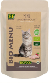 BF Petfood organic kat kip menu pouch kattenvoer 100 gr per stuk