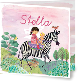 Geboortekaartje Stella | tweede kindje zebra meisje