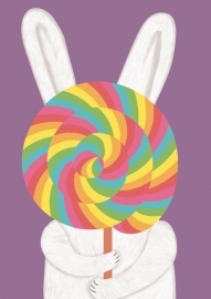 Postcard Bunny lollypop
