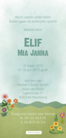 Geboortekaartje Elif | ooievaar op huisje