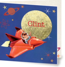 Geboortekaartje Clint | retro space jongen