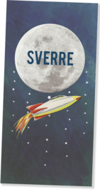 Geboortekaartje Sverre | raket maan langwerpig