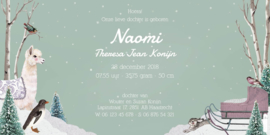 Geboortekaartje Naomi | Alpaca met slee